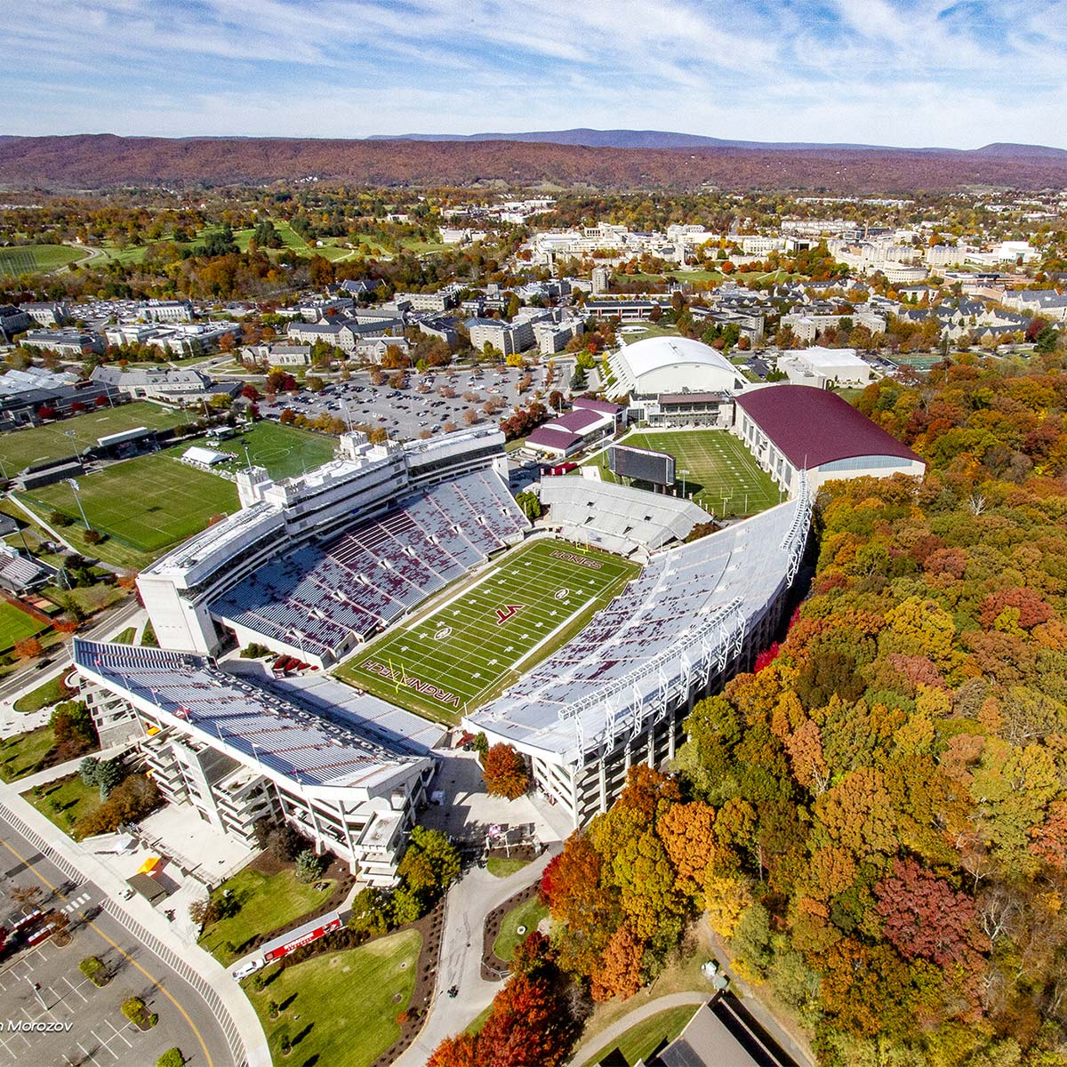 Aerial view of football field